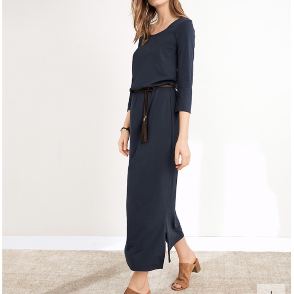 Garnet Hill Easy Knit Midi Dress, Black, XS